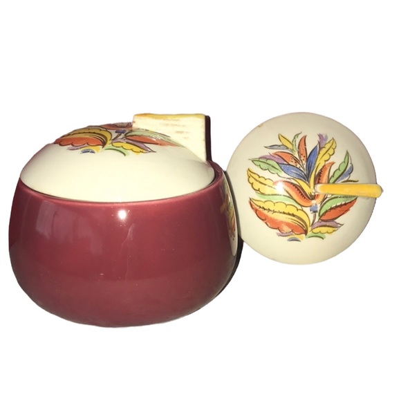 VINTAGE Ceramic Sugar Bowl Lid Shark Fin Floral